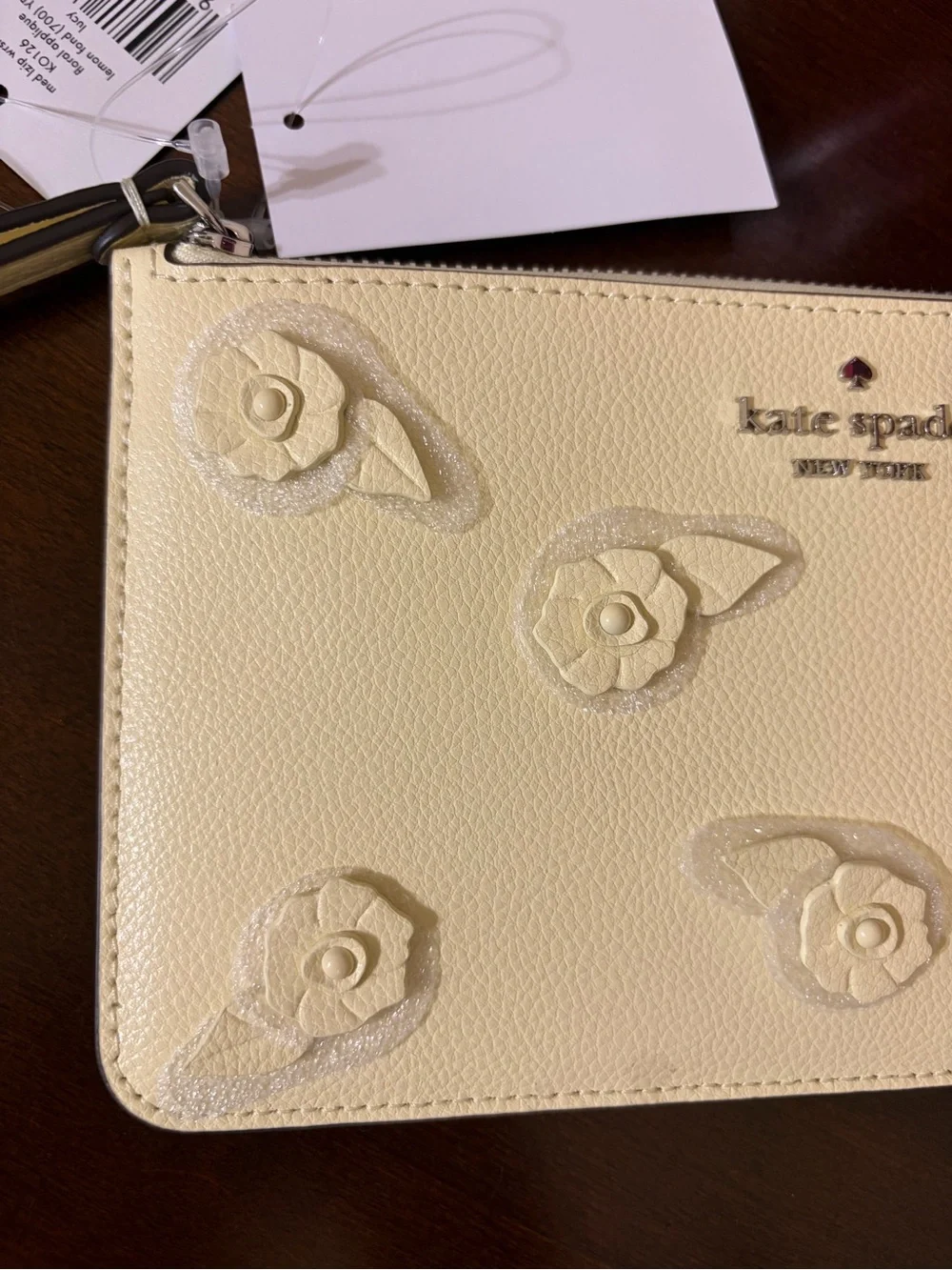 Kate Spade Lucy 3D Floral Wristlet in Lemon Fondant MSRP $159